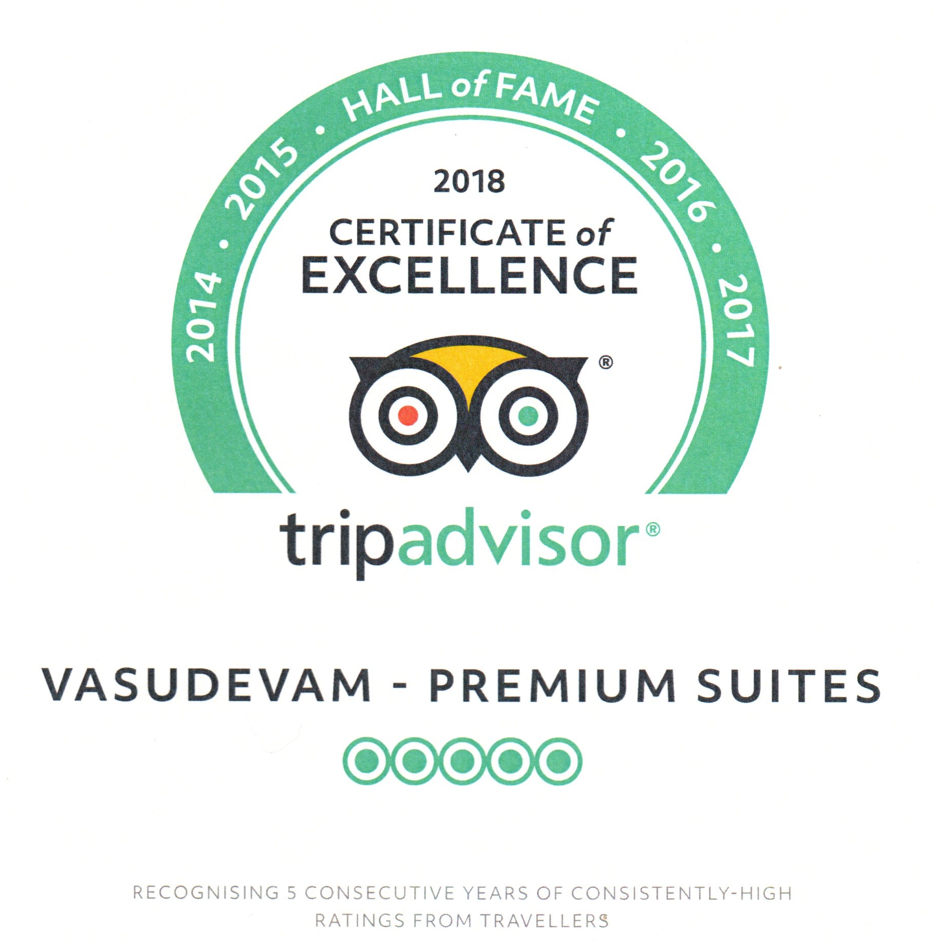 Awards Won by Vasudevam Premium Suites - Trivandrum
